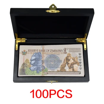 100ks/krabica Zimbabwe Papierové Bankovky Jeden Yottalillion Dolárov Sériové Číslo Uncurrency Bankovky Drevený Box na Zber