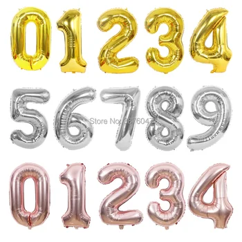 1pcs 40 palcový číslo 0 1 2 3 4 5 6 7 8 9 balóny ružové zlato striebro happy birthday party dekorácie výročie digitálne balóny
