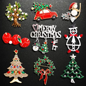 2021 Nový Rok Smalt Auto Veselé Strom Brošňa Kolíky Ženy Vianočné Cartoon Snehuliak Veniec Brošňa Módne Šperky Darček Brošne
