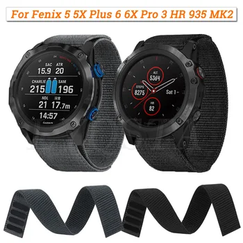 26 22 mm Pletené Nylon Watchband Pre Garmin Enduro Fenix 7 7X 6 6X Pro 5 5X Plus 3-LR Zostup MK2 935 945 potítka Smart Popruhy