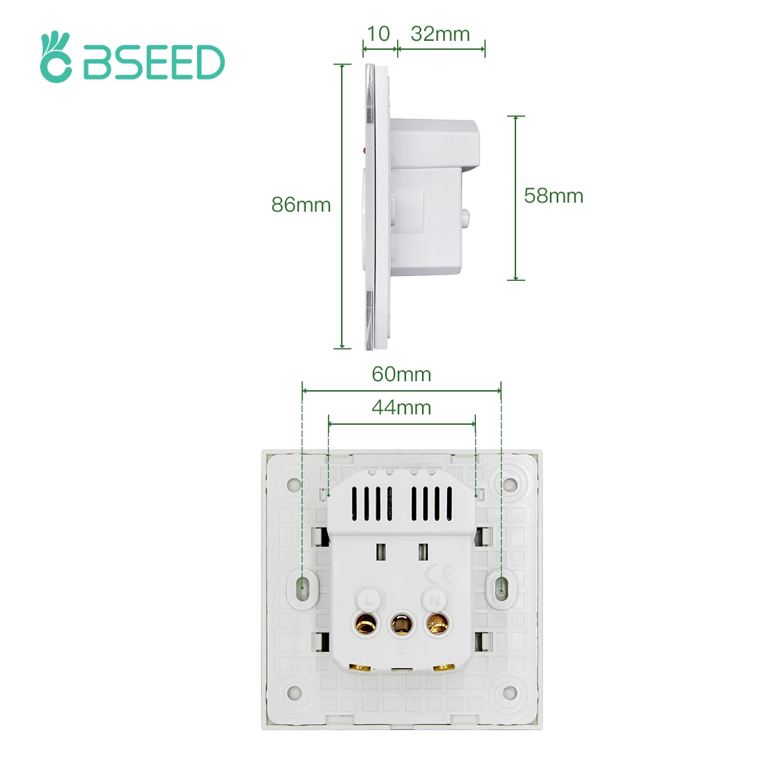BSEED Sieťovej Zásuvky S Usb Dual je Zástrčka USB 5V 2.1 EÚ Elektrických Zásuviek 16A Sklenený Panel IOS Android Telefónu Charing Porty