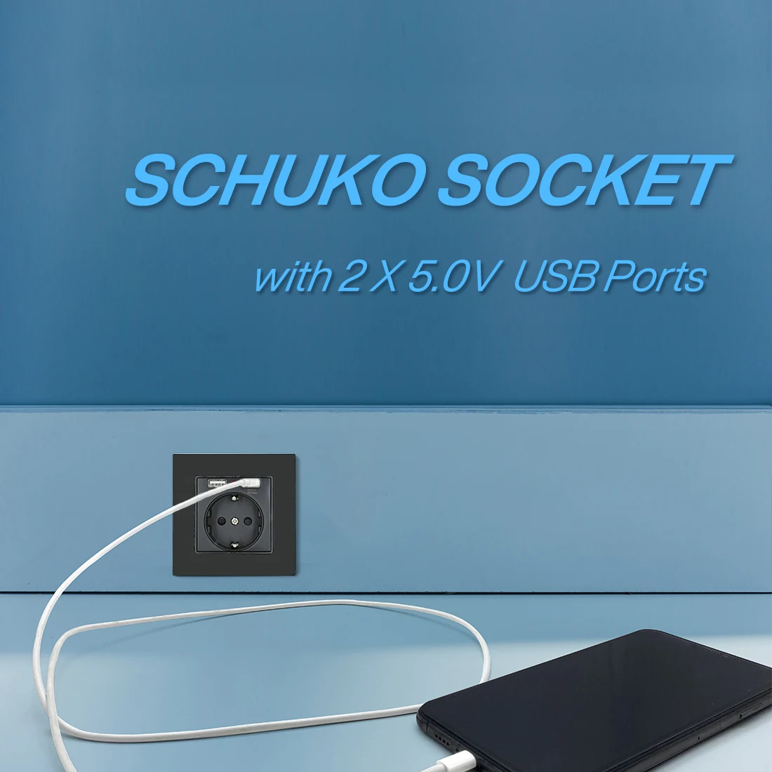 BSEED Sieťovej Zásuvky S Usb Dual je Zástrčka USB 5V 2.1 EÚ Elektrických Zásuviek 16A Sklenený Panel IOS Android Telefónu Charing Porty