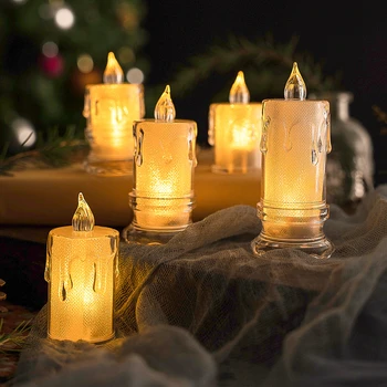 5 ks LED Realistické Batérie Prevádzkované Sviečky, Flameless Sviečky s jasnými sviečkový pre Domáce Vianoce, Nový Rok Dekorácie