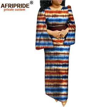 Afripride Afriky Dashiki Šaty pre Ženy Ankara Tlač Členok Dĺžka Bežné Rovné Šaty Bavlna Vyrobené A1825026