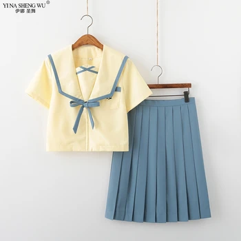 Anime, Japonskej High School JK Jednotné Námorník Vyhovovali Ženy kórejský Študent Trieda Oblečenie Dievčatá T-shirt Skladaná Sukňa Cosplay Kostým
