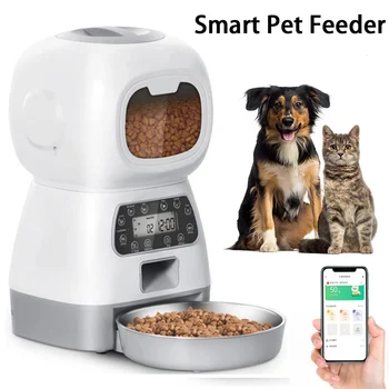 Automatické Pet Feeder 3.5 L Smart Potravín Dávkovač Pre Mačky, Psov, Časovač, Nerez Miska Auto, Psa, Mačky, Pet Kŕmenie Domáce Zvieratá