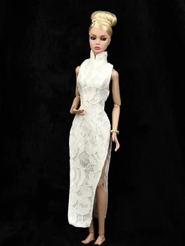 Cheongsam Oblečenie, oblečenie Pre Bábiku Barbie 1/6 BJD biele Večerné Šaty Vestido Šaty boneca casa da house Príslušenstvo kostým darček