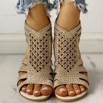 Dámske Topánky Sandále Letné Nízky Podpätok Topánky PU Kožené Gladiator Luxusné Topánky Ženy Dizajnéri Zapatos De Mujer
