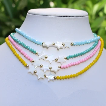 Elegantná Viacvrstvových Shell Star Sklenených Perličiek Náhrdelník Prívesok Pre Ženy Bohemia Farebné Korálky Choker Náhrdelník 2022 Šperky