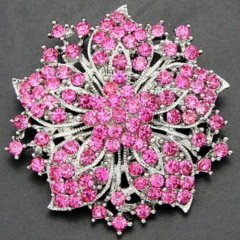 Hot Predaj Elegantné Ružové Crystal Kvetinové Svadobné Svadobné Šaty Pin Brošne Špeciálne Šperky, Darček Pre Ženy