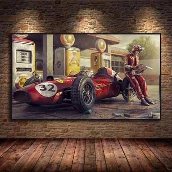 Klasický Retro Plagátu Ferrari Klasické Závodné Preteky F1 Umelecké Diela Wall Art Obrázok Vytlačiť Plátno Maľovanie Domov Obývacej Miestnosti Dekorácie