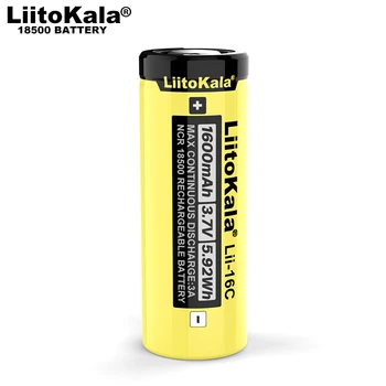 LiitoKala Lii-16C 18500 1600mAh 3,7 V Nabíjateľná batéria Recarregavel lítium-iónová batéria pre LED baterka