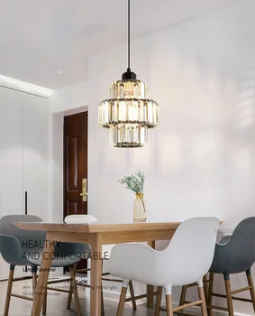 Luxusné E27 krištáľový luster čierna/zlatá farba kuchyňa, obývacia izba, spálňa reštaurácia kávy interiéru závesné osvetlenie interiéru