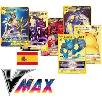 Pokemon Karty Kovové Zlato španielsky Vmax GX Energie Karty Charizard Pikachu Vzácne Zberateľské Bitka Tréner Karty Deti Deň Hračky, Darčeky