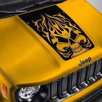 Polepy áut Na Kapotu Obtisky sa Hodí Jeep Renegade - Rýľ Lebky Zatmenie Nálepku - Black