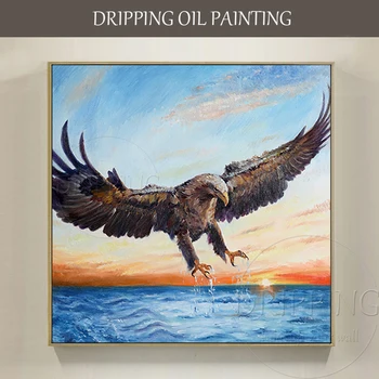 Ručné Moderné Zvierat, Vtákov Orol olejomaľba na Plátne Flying Eagle Akrylová Maľba na Stenu Decor bez rámu Maliarske Plátno