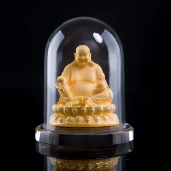 Zlaté Budhistické Ozdoby Guanyin Maitreya Amitabha Šakjamúni Medicíny Buddha Ksitigarbha Socha Sklenený Kryt Figúrka Domova